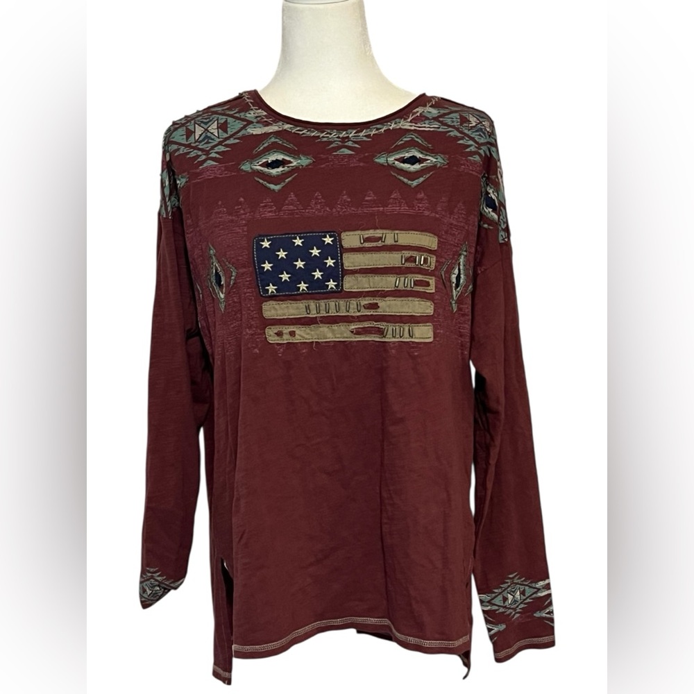 Double D Ranch Mauve Southwestern Graphic Tee with Turquoise & Navy Accents